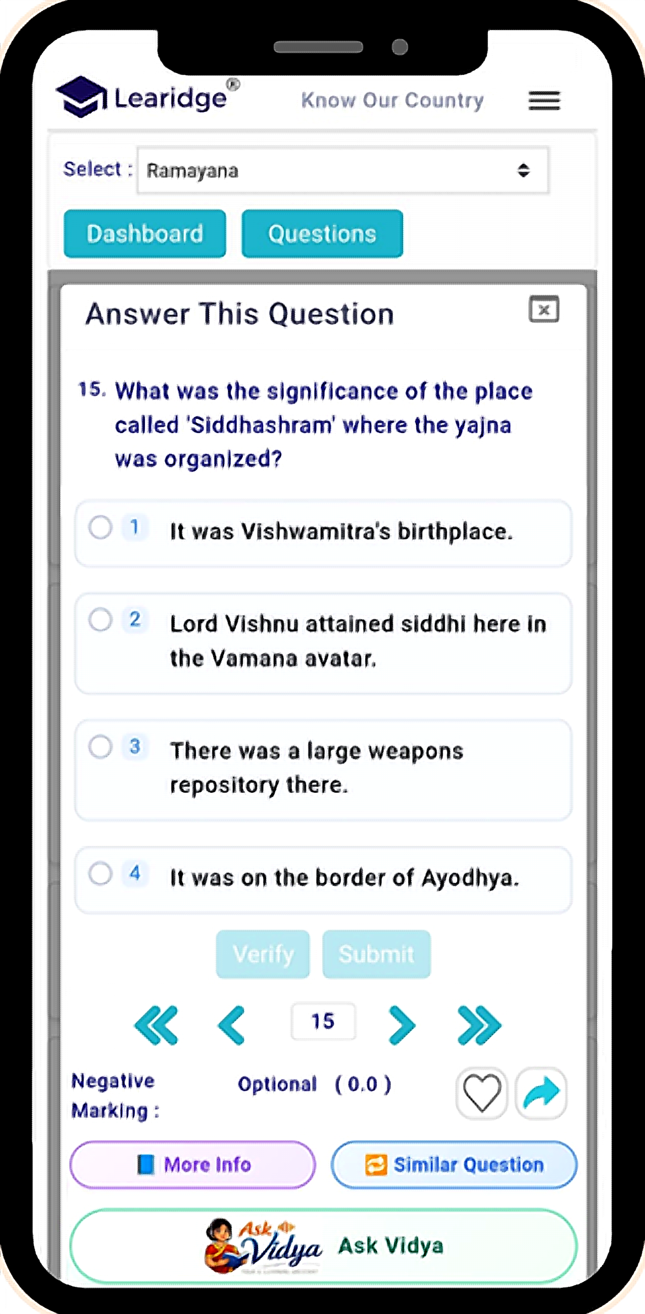 Learidge gamified quiz on mobile
